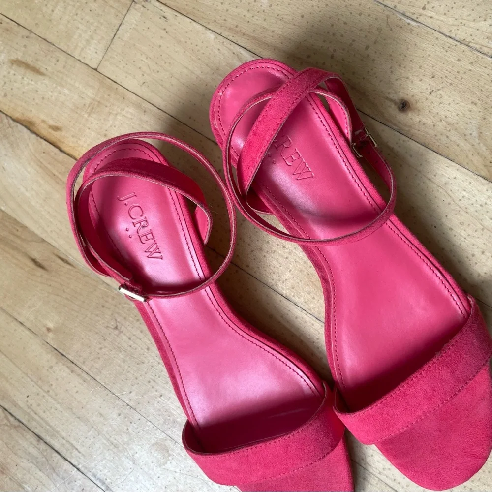 J. Crew pink heels women’s size 7 wrap suede Sleek‎ Minimalist Design